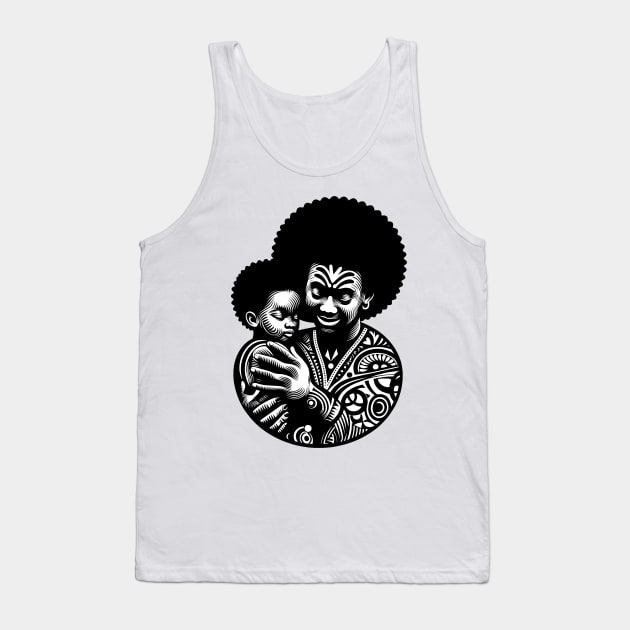 Afrocentric Father And Son Wooden Carving Tank Top by Graceful Designs